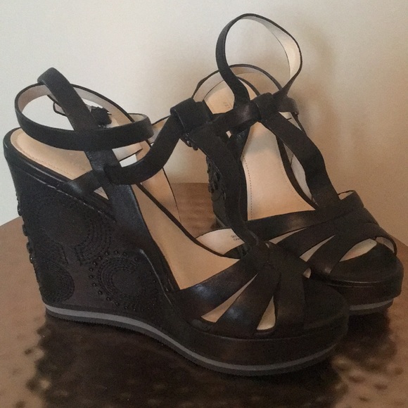 Coach Shoes - COACH black platform wedge sandal size 7-1/2